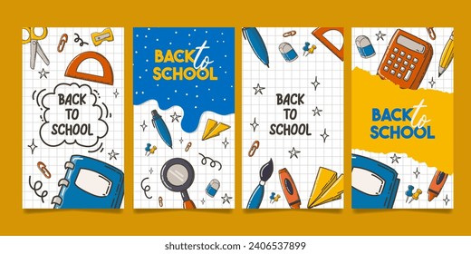 vector back to school instagram stories collection