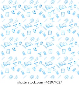 Vector Back to School pattern with set of different school things. vector illustration.
