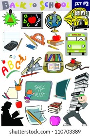 Vector Back to School related objects, icons and clip arts collection