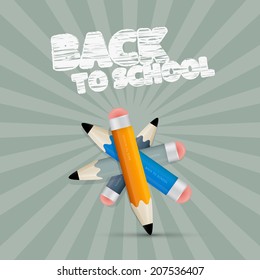 Vector Back to School Retro Illustration with Pencils