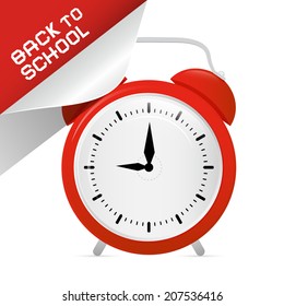 Vector Back to School Retro Illustration with Alarm Clock