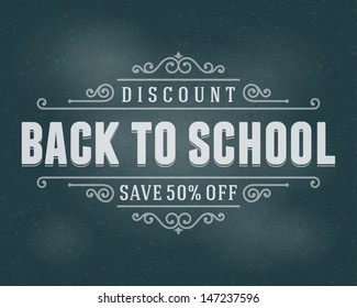 Vector back to school sale design element. Flourishes calligraphic. 