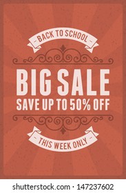Vector back to school sale design element. Flourishes calligraphic. 