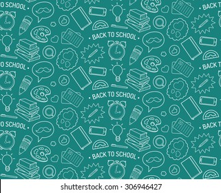 Vector back to school seamless pattern. Endless educational design background.