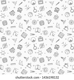Vector Back to school simple seamless pattern in thin line style