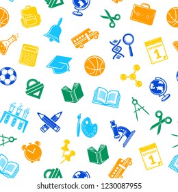 Vector back to school stationery pattern or background illustration