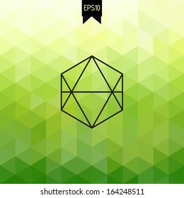 Vector Backdrop With Badge. Hexagon. Geometric. Triangle. Fresh Green Background. All Isolated And Layered