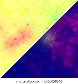 Vector backdrop with circles, stars. Abstract illustration with colorful shapes of circles, stars. Template for business cards, websites.