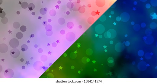 Vector backdrop with circles, stars. Abstract design in gradient style with bubbles, stars. Texture for window blinds, curtains.