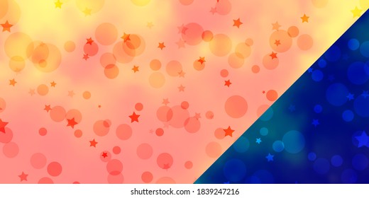 Fondo vectorial con círculos, estrellas. Ilustración abstracta con puntos coloridos, estrellas. Patrón para el diseño de tela, papel pintado.