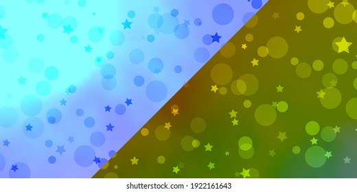 Vector backdrop with circles, stars. Abstract illustration with colorful shapes of circles, stars. Design for wallpaper, fabric makers.