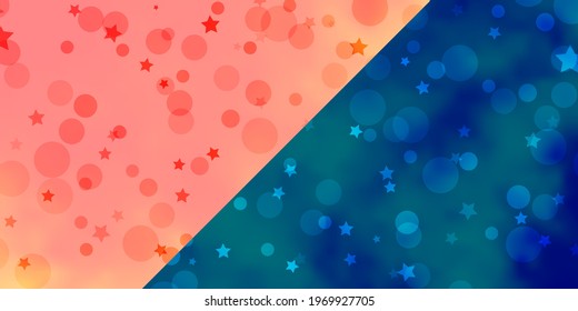 Vector backdrop with circles, stars. Abstract illustration with colorful shapes of circles, stars. Pattern for design of fabric, wallpapers.