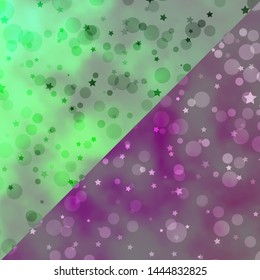 Vector backdrop with circles, stars. Colorful illustration with gradient dots, stars. Pattern for design of fabric, wallpapers.
