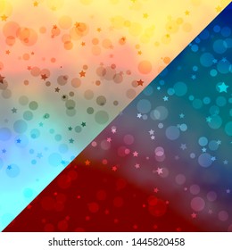 Vector backdrop with circles, stars. Colorful illustration with gradient dots, stars. Template for business cards, websites.