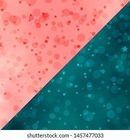 Vector backdrop with circles, stars. Colorful disks, stars on simple gradient background. Pattern for design of fabric, wallpapers.