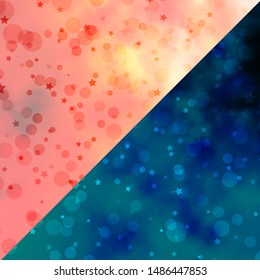 Vector backdrop with circles, stars. Glitter abstract illustration with colorful drops, stars. Design for textile, fabric, wallpapers.
