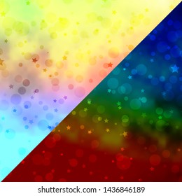 Vector backdrop with circles, stars. Illustration with set of colorful abstract spheres, stars. Design for wallpaper, fabric makers.