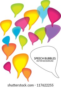 vector backdrop design with colorful glossy and gradient speech bubbles and place for your text isolated on white background