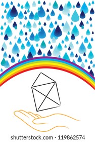 vector backdrop design with insurance theme, house icon protected from the rain