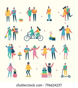 Vector backgrond with different activities of people in flat design