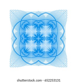 Vector backgroud  guilloche texture blue pattern. For certificate, voucher, banknote, money design, currency, note, check, ticket, reward.