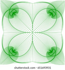 Vector backgroud  guilloche texture green pattern. For certificate, voucher, banknote, money design, currency, note, check, ticket, reward.