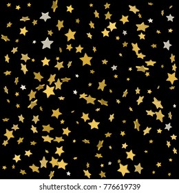 Vector background with 3d gold stars. Holidays background 