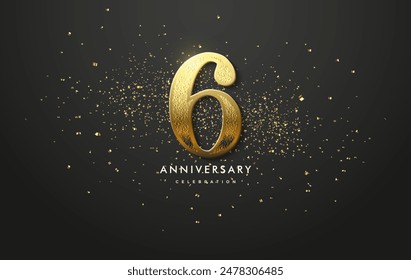 Vector de fondo para el 5º aniversario. Con ilustraciones de lujosos y brillantes números de oro. Diseño de Premium para celebraciones,