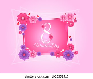 Vector background to the 8th of March (Women's Day). Template design card.