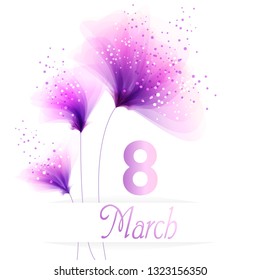 Vector background to the 8th of March (Women's Day). Template design card. Number 8
