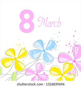 Vector background to the 8th of March (Women's Day). Template design card. Number 8