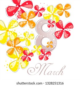 Vector background to the 8th of March (Women's Day). Template design card. 