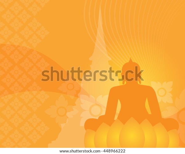 Vector Background About Buddhism Includes Silhouettes Stock Vector ...