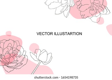 Vektorillustration-Hintergrund mit abstrakten Formen und Pfingstrosen.  Minimal elegantes modernes Design.