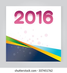 vector background Abstract 2016 header colorful Blue, orange, yellow, green wave whit vector design on gray background