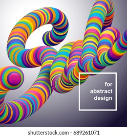 Vector background with abstract 3d blend shape with strips. Inscription Sale. 