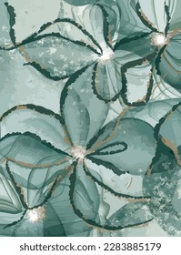 
fondo vectorial, dibujo abstracto de tinta de alcohol, dibujo abstracto, flores, turquesa, colores verdes.