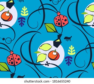 Vector background abstract artwork. Hand drawn ink illustration. Modern ornamental decorative background. 
