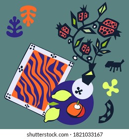 Vector background abstract artwork. Hand drawn ink illustration. Modern ornamental decorative background. 