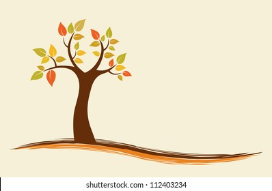 Vector background of an abstract autumn tree.