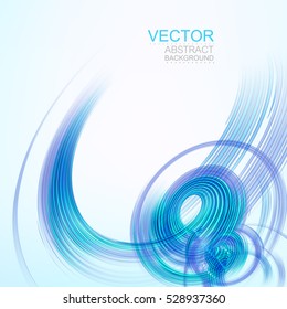 Vector background. Abstract blue swirl, isolated on white.