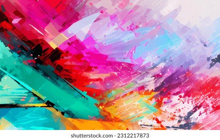 Vector background. Abstract bright colored paint strokes on the surface.