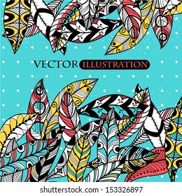 vector background with abstract colorful feathers