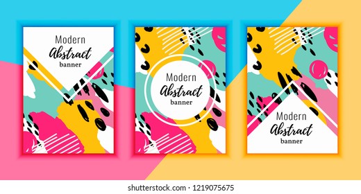Vector background with abstract colorful shapes. Trendy lines, shapes and circles wallpaper in a modern material design style.