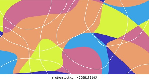 Vector background of abstract colors and lines, liquid background in random and harmonious colors