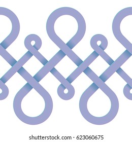 Vector background with abstract disco style seamless border ornament of infinite isometric loops isolated on white