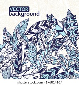 vector background with abstract feathers