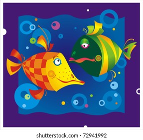 Vector background with abstract fishes