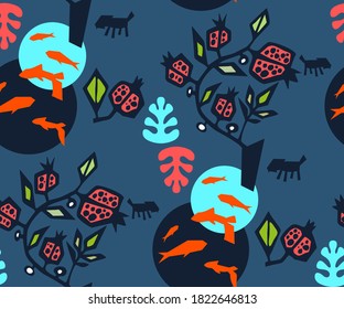 Abstrakte abstrakte Vektorgrafiken mit Blumen. Moderner dekorativer Hintergrund. 