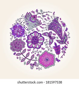 Vector background with abstract flowers.